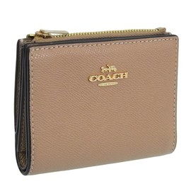 Coach CR983 (TAUPE/Beige) Women's Bifold Wallet, Compact, Outlet, Brand, Cross-Grain Leather, Bifold Wallet