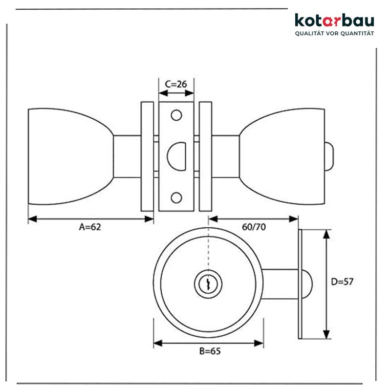 KOTARBAU Door Knob with Lock Metal Rotary Knob Cylinder Locking