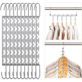 10 Pack Space Saving Hanger, BetterJonny Metal Magic Clothes Hangers Stainless Steel Hangers Wardrobe Storage Organize Space Saver for Heavy Clothes, Shirt, Pants