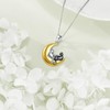 KQF Cat Necklace for Women Sterling Silver Moon Pendant Necklace