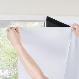 RYB HOME 100% Blackout Self Adhesive Portable Blackout Curtain, Greyish White, W35 x L48, 1 Panel | Thermal Insulated No Drill Easy to Install in Bedroom Window