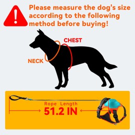 Dog Harness with Retractable Leash 51.2”,2-in-1 Large & Medium Dog Harness Vest with Built-in Auto-Stop Function Leash, 370 LB of Pull Adjustable Dog Walking Harness-M, Hand Free Dog Leash Harness Set