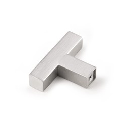 Probrico 1 Pack|Brushed Nickel Square Cabinet Handle Drawer Knob 2" Overall Length, Modern Stainless Steel Cabinet Pull Dresser Handle Kitchen Hardware