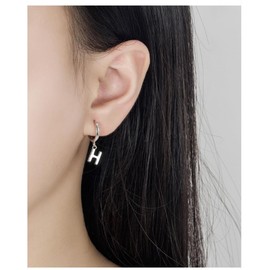 925 Sterling Silver Plated Initial Hoop Earrings for Women | A-Z Letters Hanging Hoops Stud Earring Fashion Jewelry Gift