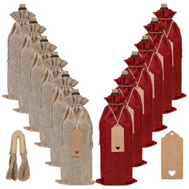 Sailup Burlap Wine Bags 12 Pcs Wine Bottle Gift Bags with Drawstrings Tags & Ropes for Christmas, Weddings, Holiday Party, Birthdays, Travel, Blind Tastings, Reusable Gift Bags Home Storage 750ml