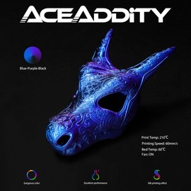 Aceaddity Silk Magic PLA 3D Printer Filament, Multi-Colour Tri-Extrusion 1.75mm 3D Printing PLA Filament, Shiny Silk Coextruded PLA, Dimensional Accuracy +/- 0.02 mm, 1kg/2.2lbs (Blue-Purple-Black)