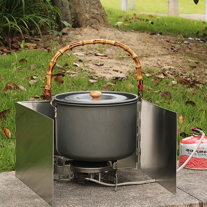 Outdoors Stove Windshield Camping Cooking Windscreen Folding Camping Cooker Stove