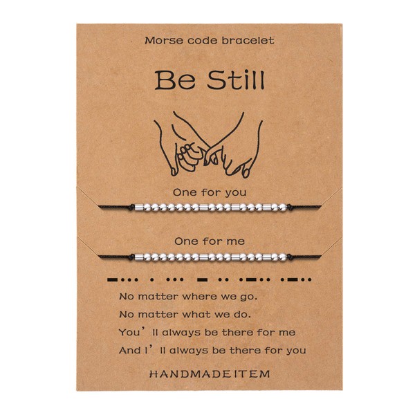 SANNYRA Be Still Morse Code Bracelet, Best Friend Matching Gifts