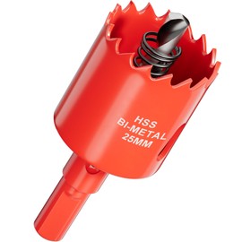 25mm Bi-Metal Hole Saw with Arbor and Pilot Bit - Fast Cut Quality Hole Cutter Drill Bit for Wood, Plywood, Fiberglass, Plastic, Drywall, and Stainless Mild Sheet - 25mm Cutting Depth