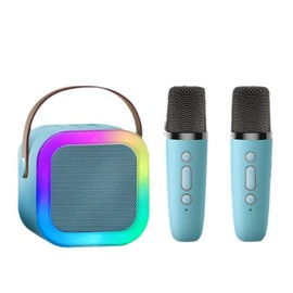 Karaoke Machine for Kids Mini Bluetooth Karaoke System with USB Connectivity &18 Pre-Loaded Songs Birthday Party Favourites for Kids 8-12, Tweens,and Adults, Fun Gift for Singing& Parties (Blue)
