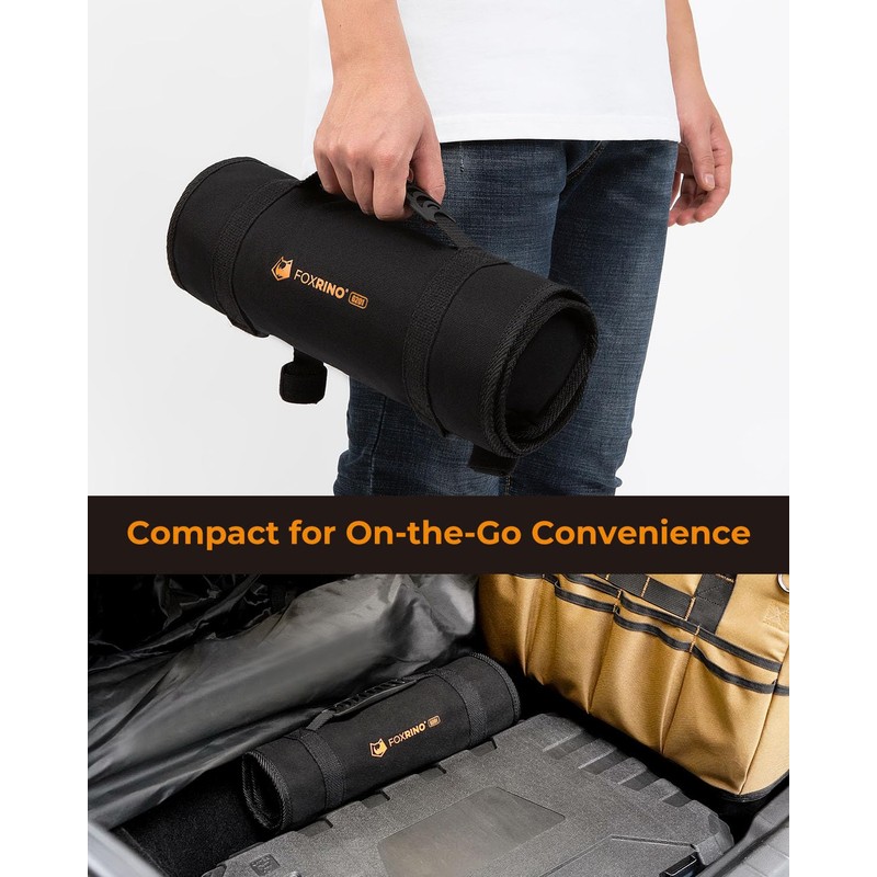 Foxrino Tool Roll For Men, Heavy Duty Tool Roll Bag