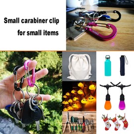 WAPAG Carabiner Clip, 2 inch Small Carabiner, Aluminum Mini Carabiner for Keys, Small Items, Daily Life, Camping, Hiking, Running (7Black)