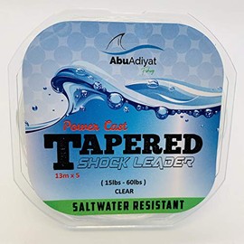 AbuAdiyat fishing POWER CAST TAPERED SHOCK LEADER (13mX5) (Clear, 18-70lbs)