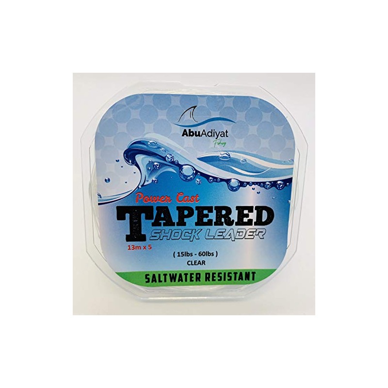 AbuAdiyat fishing POWER CAST TAPERED SHOCK LEADER (13mX5) (Clear, 18-70lbs)