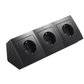 McPower Socket Block Under-Unit Sockets | Flair | Corner Socket 3-Way Sockets Protective Contact, 15 cm Cable with Lustre Terminal, 230 V / 16 A, Assembly, Matte Black