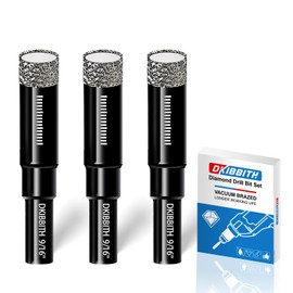 3pc 9/16” Diamond Core Drill Bits Set, 14mm Tile Drill Bits for Ceramic, Porcelain, Marble, Granite, Stone, Glass w/Integrated Coolant for Dry Drilling, Round Shank & Storage Case, Precision Cutting