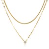 PHNIBIRD Stainless Steel Necklace, Women's, Popular, Gold, Zirconia, Double Layer,