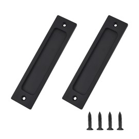 MOROBOR 2pcs Rectangular Recessed Sliding Door Pulls Matte Black Flush Pulls Aluminum Alloy Closet Door Pulls with Barn Sliding Door Mounting Screws