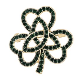 Yeeyeow 4-Leaf Clover Lapel Pin,St. Patrick's Day Accessories,Rhinestone Crystal Shamrock Pins,Irish Souvenir,Lucky Symbol Brooch(Style8)