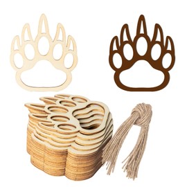 Bear Paw Wooden Blank Wood Wall Art Unfinished Ornaments for Christmas Wedding Birthday Party Thanksgiving Day Decoration 20Pcs