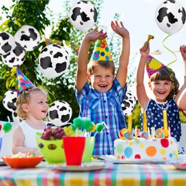 80 Pieces Cow Print Latex Balloons 12 Inch Latex Balloons Funny Balloons in Black and White for Kids Birthday Party Animal Theme Western Cowboy Theme Party Supplies