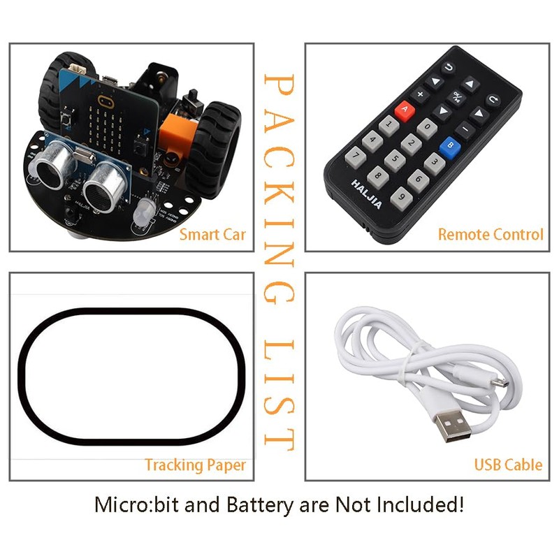 HALJIA Smart Mini Robot Car Compatible with BBC Micro:bit V2,