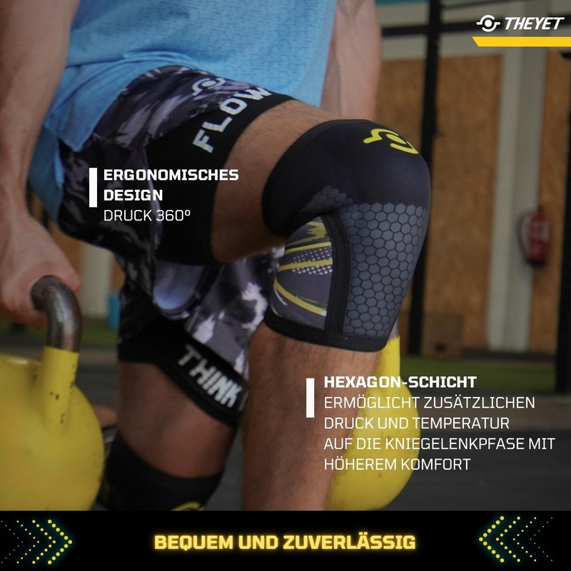 Theyet 7 mm Neoprene Compression Knee Wraps for CrossFit (Pack