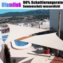 Waterproof Awning, Triangular, 2.5 x 2.5 x 3.5 m, Sun Sail, Balcony Rain Cover, 95% UV Protection, Wind Protection, Canopy, Tarpaulin for Garden, Patio, Outdoors, Camping, Swimming Pool, Apricot