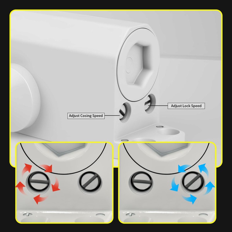 White Automatic Door Closer for Home with Hold Open, Hydraulic