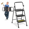 Simple Deluxe Step Stool Foldable, 3 Step Ladder Portable Ladder
