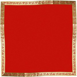 SATVIK 1 Pc 18 X 18 Inch Red Asan for Pooja Puja Mat Mandir Ganpati Laxmi Pujan Home Temple Prayer Bhagwan Chowki Aasan Cloth Indian Traditional Ethnic Pooja Diwali Decorations Puja Item