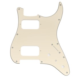 Musiclily Pro 11 Holes ST HH Guitar Pickguard with Round Corner Uncovered Humbucker 2-Pot Mini Switch Layout for Fender Squier Strat Style Electric Guitar, 3Ply Cream