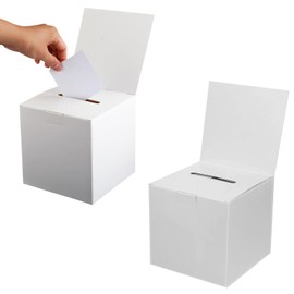 SVUPUE 2 Pack Cardboard Ballot Box, Raffle Boxes, Donation Ballot Boxes with Slot & Removable Header, Suggestion Box for Donation, Fundraising, Vote and Suggestion Collecting