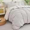 Comforter Queen Set Striped Grey 100% Soft Washed Microfiber Jacquard
