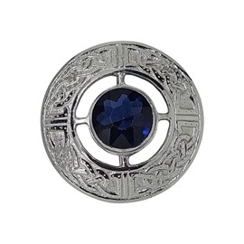 Men's Celtic Kilt Brooch Scottish Fly Plaid Pin Stones Chrome Plated Jewelry 3" Diameter