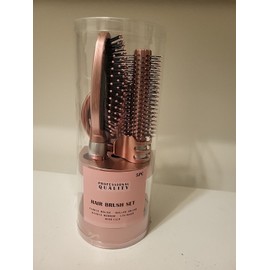 Professional Quality 5-Piece Professional Quality Hair Brush Gift Set, Mirror, Clip, Stand~Rose Pink