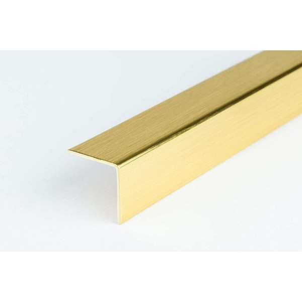 Silver Gold Effect Plastic PVC Corner 20x10mm -1 Meter Angle Trim Wall Edge Protector TMW Profiles (Brushed Gold)