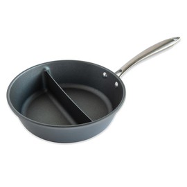 Nordic Ware 2-in-1 Divided Nonstick Saucepan - 10 inch diameter; for cooking multiple foods, reheat leftovers pan