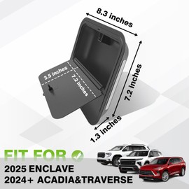 Muslogy Center Console Hidden Organizer Compatible with 2024 2025 GMC Acadia & Chevy Traverse & 2025 Buick Enclave Accessories One-Touch Armrest Hidden Storage Box Secret Compartment Insert Tray