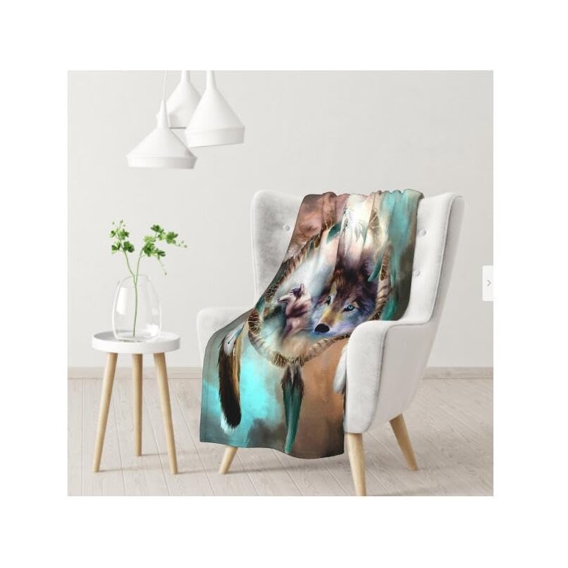 SSTREE Wolf Throw Blanket Soft Plush Bed Throw Fleece Blanket