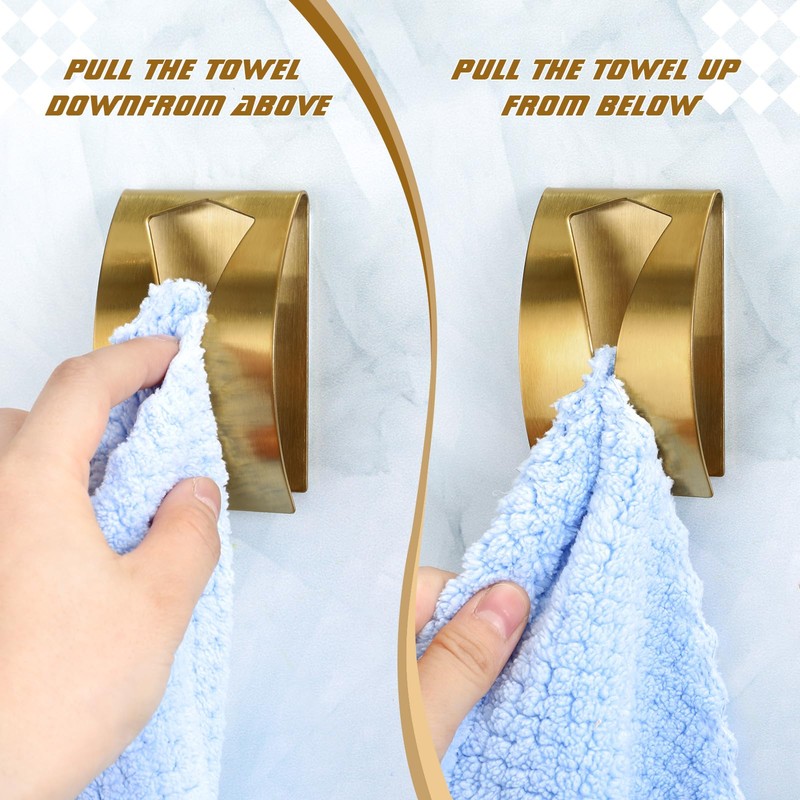 Boao 4 Pcs Self Adhesive Towel Hook Holder Grabber Stainless
