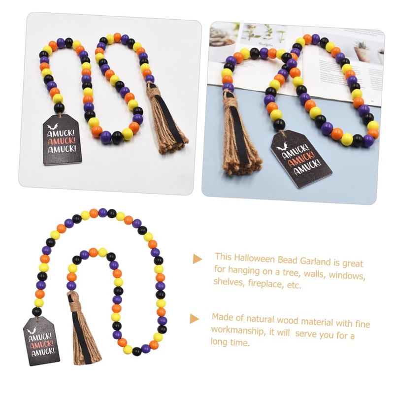 FELTECHELECTR Wooden Beaded Garland Beaded Hanging Ornament Blood Bag Drink