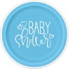 Unique 73384EU Eco-Friendly Paper Plates-18 cm-Blue Hearts Baby Shower-8 Count