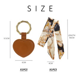 GVSAVY 1 Heart Shaped Hat Clip, 1 Retro Silk Scarf, Magnetic Leather Hat Clip, Multifunctional Portable Hat Clip, Travel Accessories, Suitable for Handbags, Backpacks, Luggage (Brown)