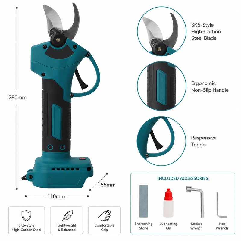 Electric Pruning Shears for Garden Branches – Brushless SK5 Blade