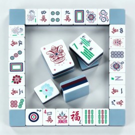 1.26*0.95*0.63 Inch Wholesale 4 Layer Engraved Acrylic Luxury 160 Set Coral Sea America Mahjong TilesSize: 1.26*0.95*0.63 Inch, Color: Blue Grey