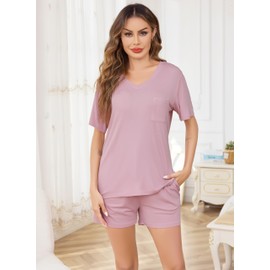 Sopesil Pyjamas for Women Shorts Sets Ladies Pjs Short Sleeve Women's Pyjamas Sets With Pockets Sleepwear Soft LoungeWearr, Pink, XL