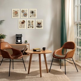 HPNIUB Retro Coffee Wall Art, Dining Room Bar Inspirational Canvas Painting, Set of 6 Piece(8x10inch,Framed) Vintage Brown Style Cafe Sign for Coffee Shop Family Restaurant Home Decorations