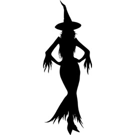 Wall Decal Witch Silhouette Broom Wicked Bat Pumkin Sticker for Home Living Room Bedroom Removeable Cute Wall Decoration - Size: 5 in x 19 in