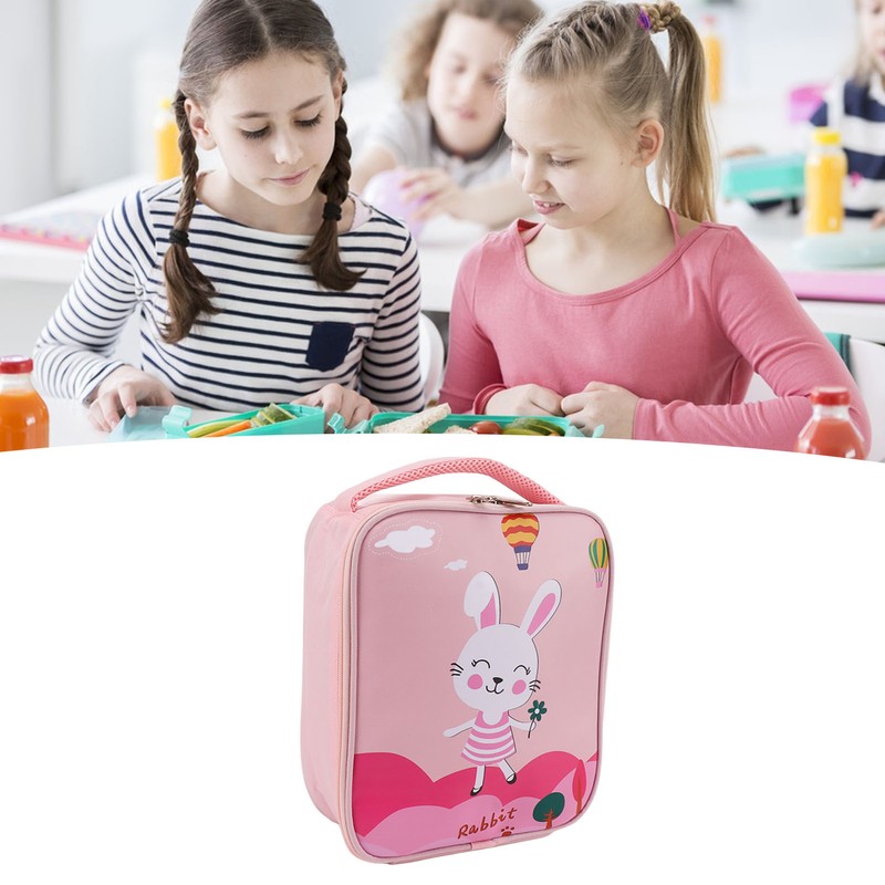 Insulated Lunch Holder Rabbit Pattern Portable Lightweight Handheld Oxford Cloth